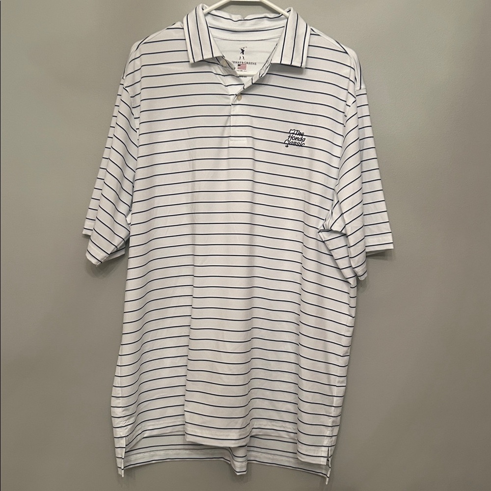The Honda Classic Polo Shirt Mens XL Fairway & Greene, Blue and White Striped
